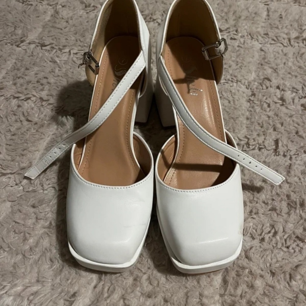 Elegant White Women's Strap Heels